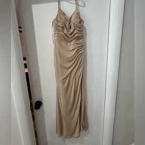 Azazie Tan Maxi Dress with Elegant Design
